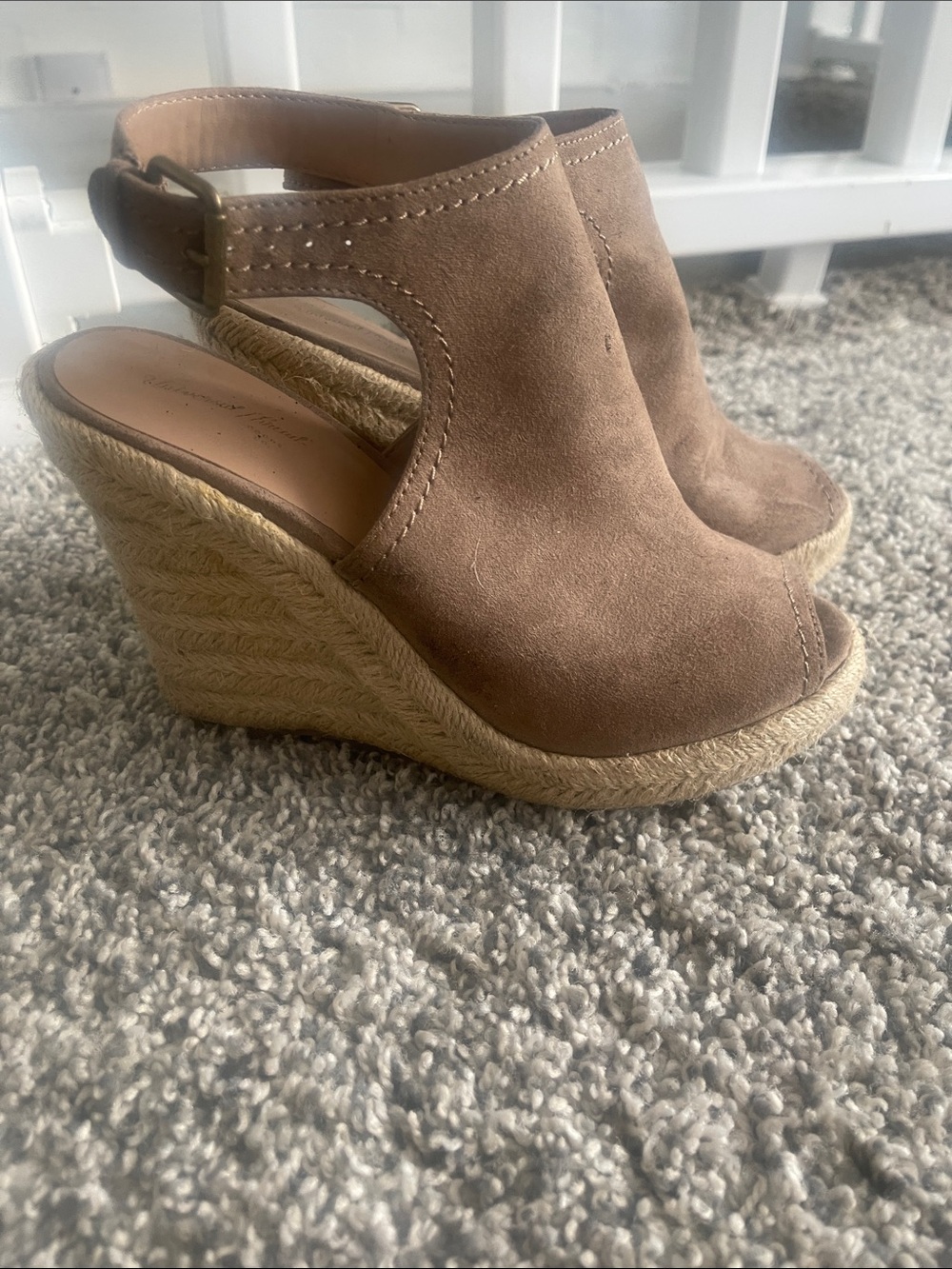 Universal Thread Taupe Suede Espadrille Wedge Slingbacks